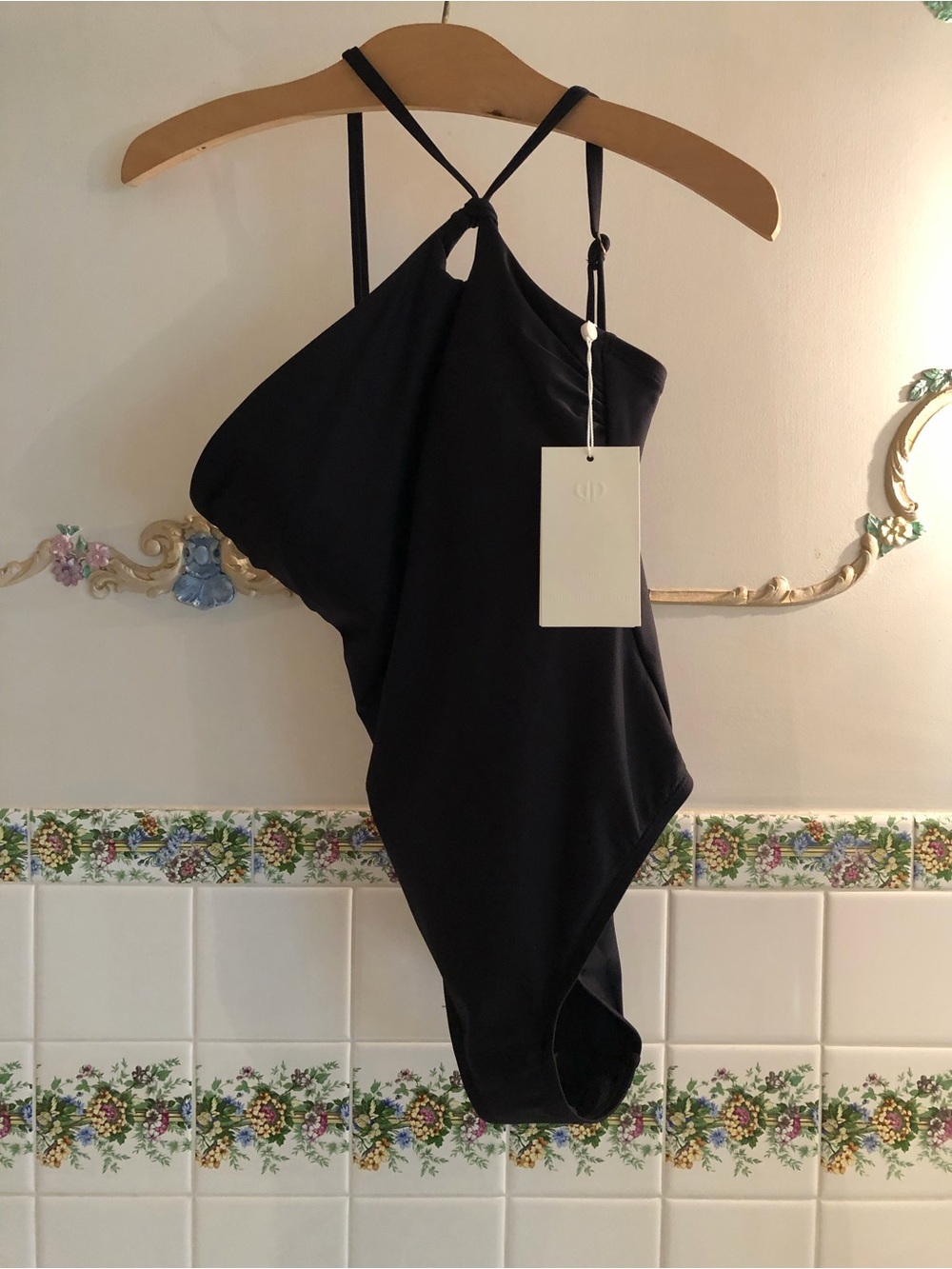 PAIGE Black One-Shoulder Swim One-Piece